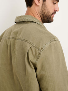 Men | Ryder Popover | Cotton Herringbone Faded Olive