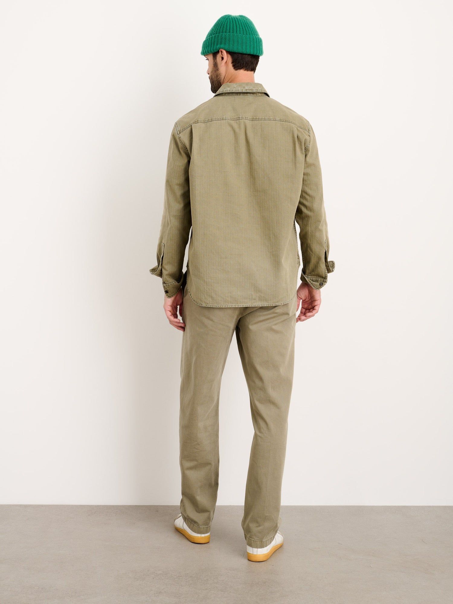 Men | Ryder Popover | Cotton Herringbone Faded Olive