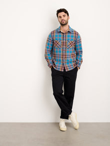 Men | Chore Shirt | Blue Plaid Flannel Bright Blue