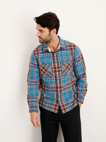 Men | Chore Shirt | Blue Plaid Flannel Bright Blue