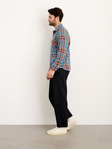 Men | Chore Shirt | Blue Plaid Flannel Bright Blue