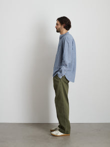 Men | Easy Band Collar Shirt | Chambray Blue Chambray