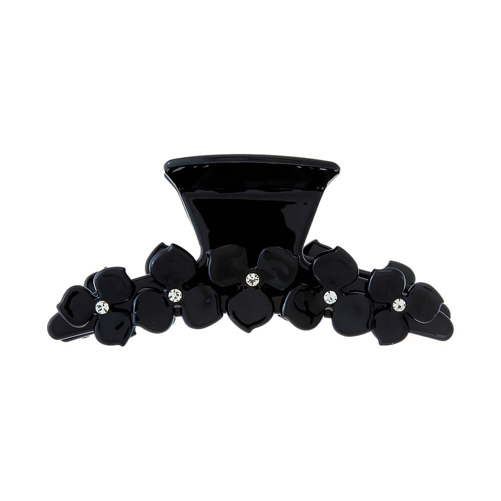 Black Flower Accented Enamel Claw Clip - Adina's Jewels