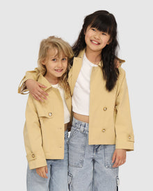 Kids | Matilda Cropped Trench Jacket | Khaki