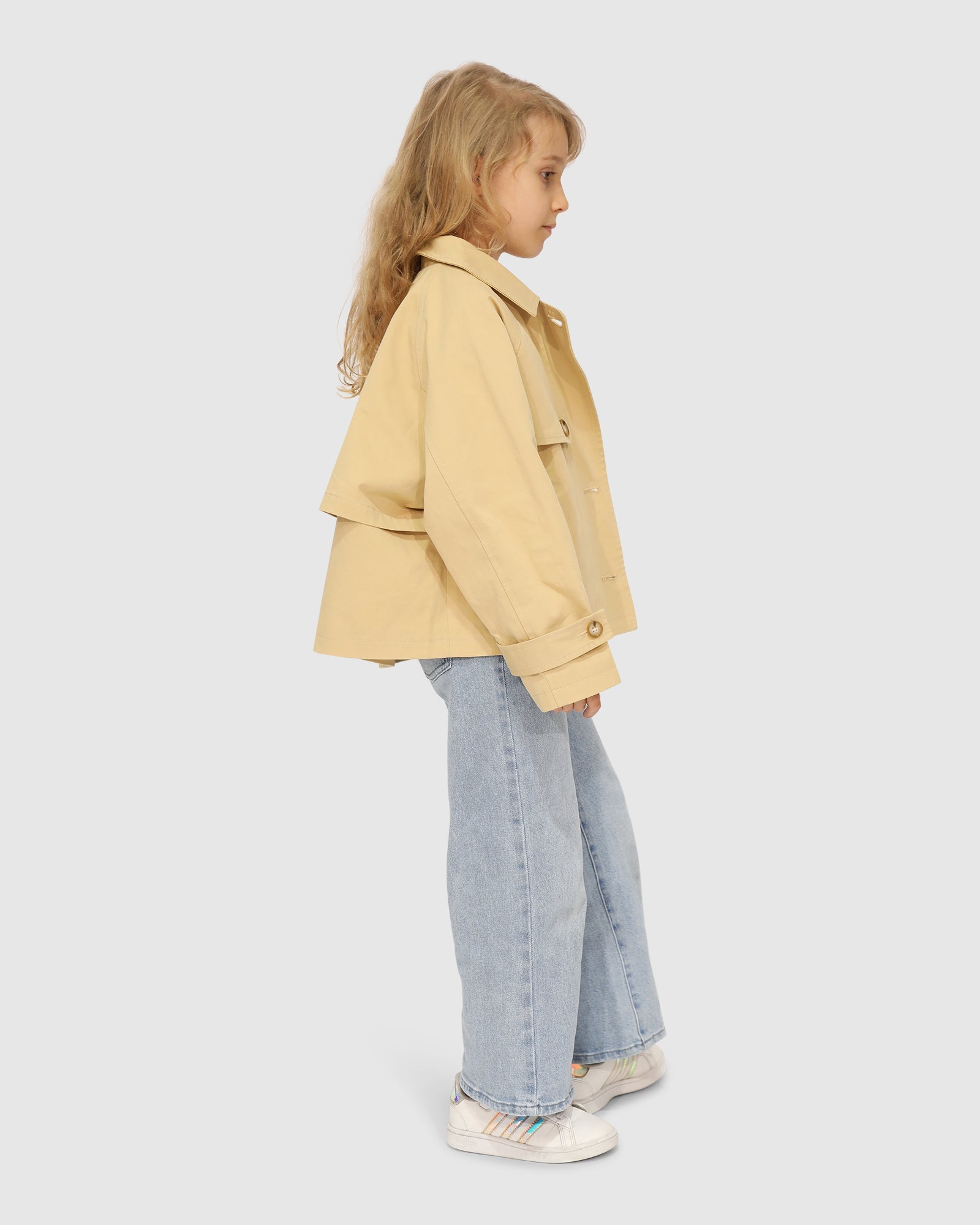 Kids | Matilda Cropped Trench Jacket | Khaki