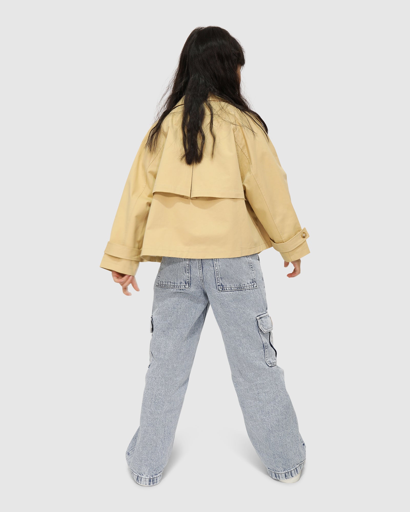 Kids | Matilda Cropped Trench Jacket | Khaki