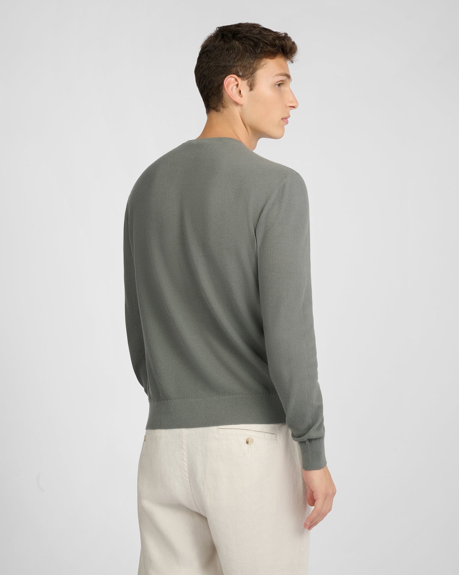 Mens | Pique Crewneck Sweater | White