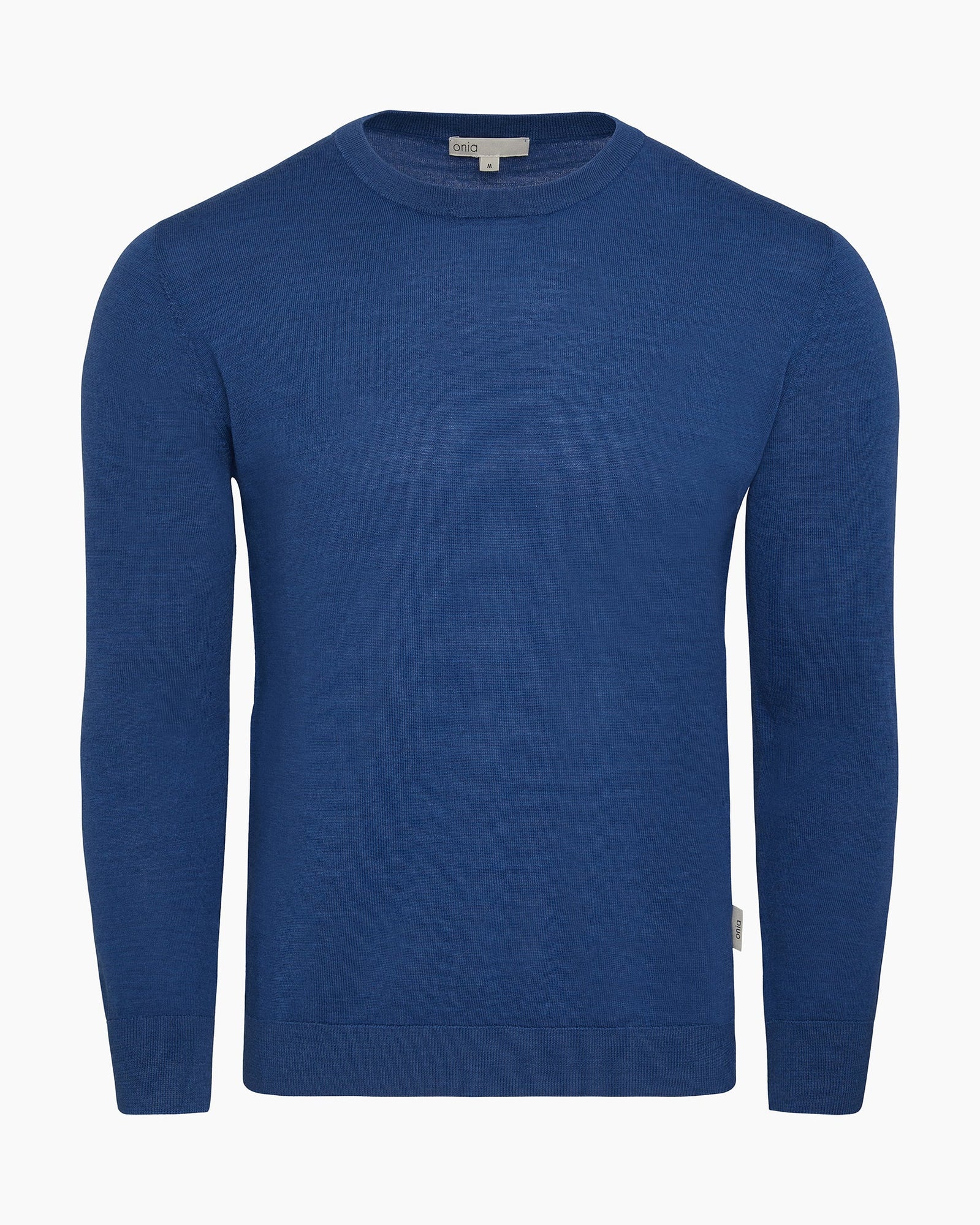 Mens | Extra Fine Merino Wool Crewneck Sweater | Cobalt Blue Melange