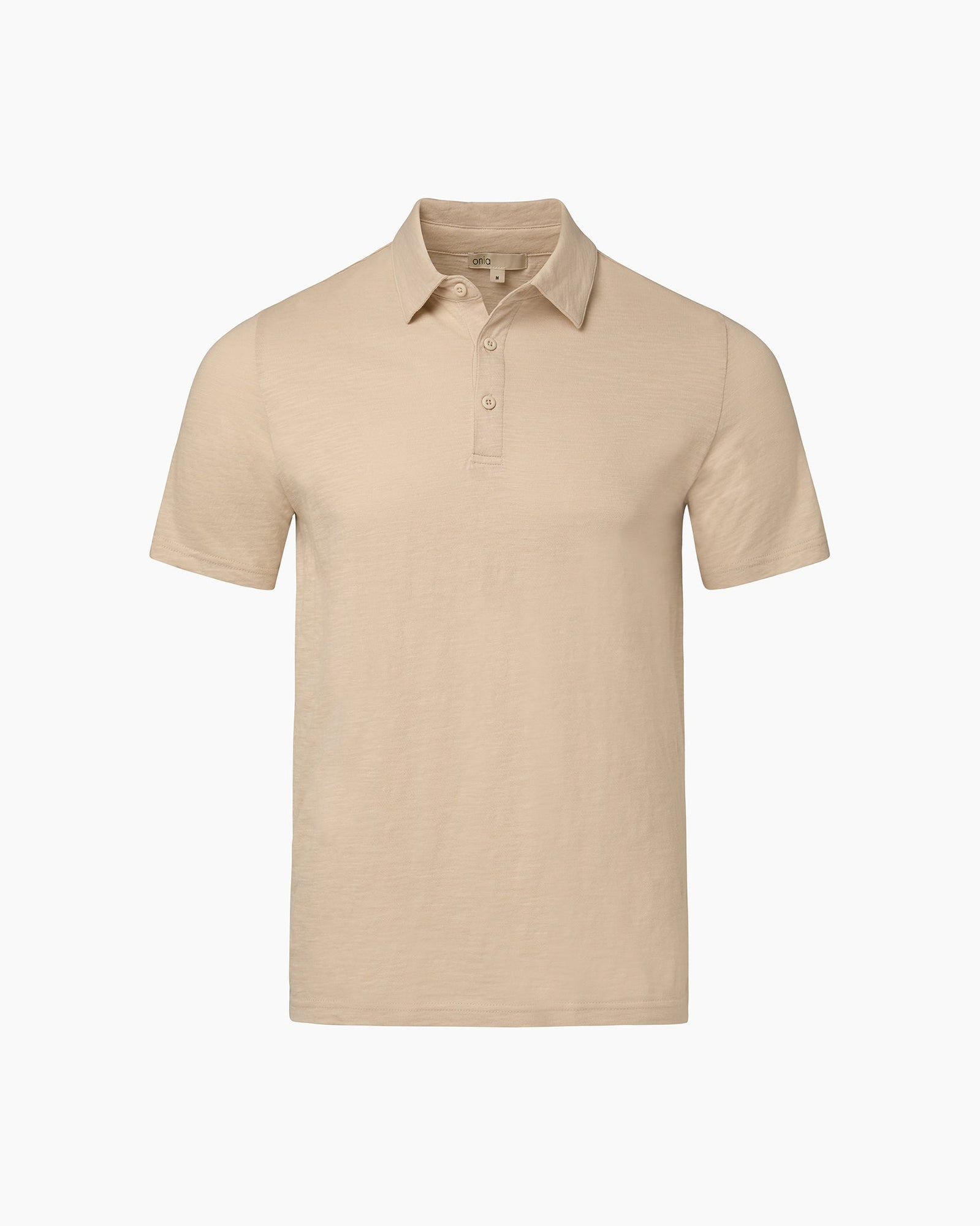Mens | Slub Short Sleeve Polo - Leaves | Stone