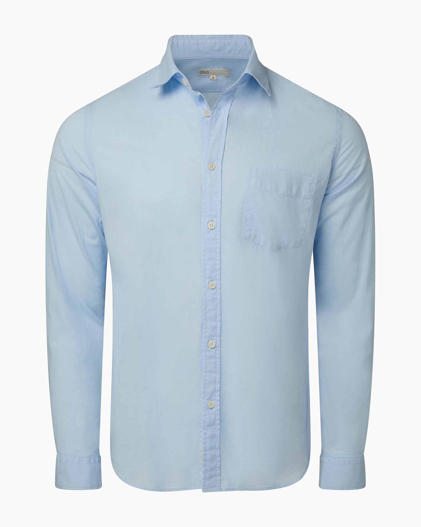 Mens | Garment Dye Cotton Voile Shirt | Light Blue