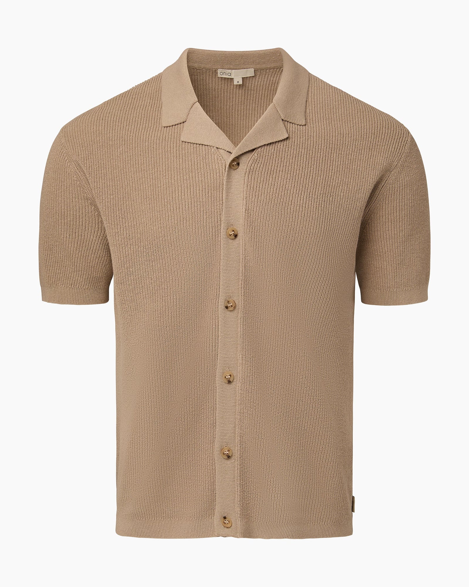 Mens | Cotton Linen Knit Camp Shirt | Tan