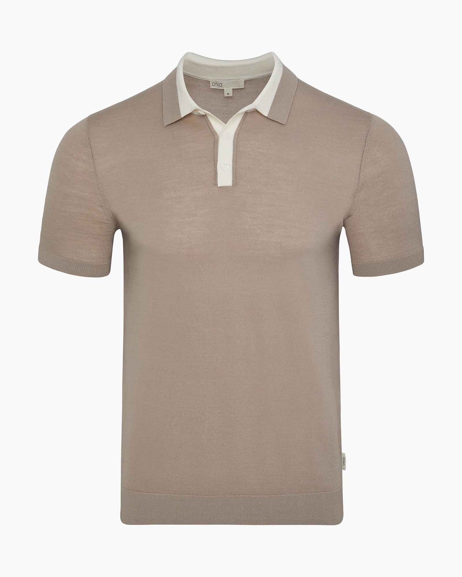 Mens | Extra Fine Merino Wool Polo | Oxford Tan/White