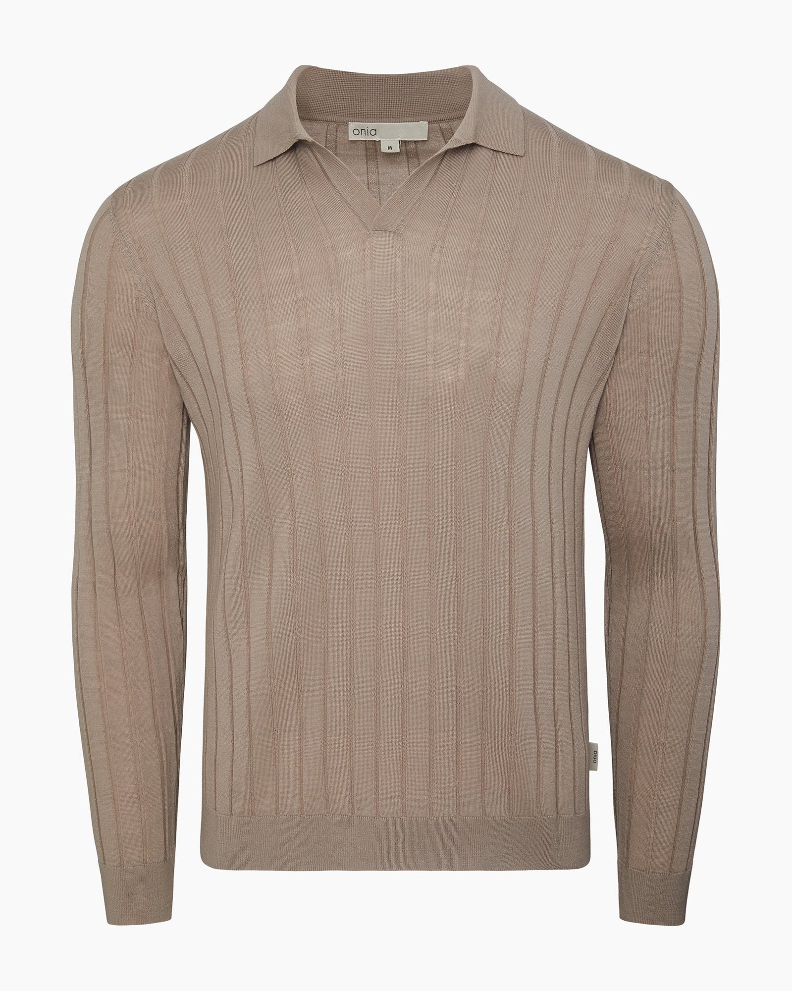 Mens | Extra Fine Merino Wool Johnny Collar Polo | Oxford Tan