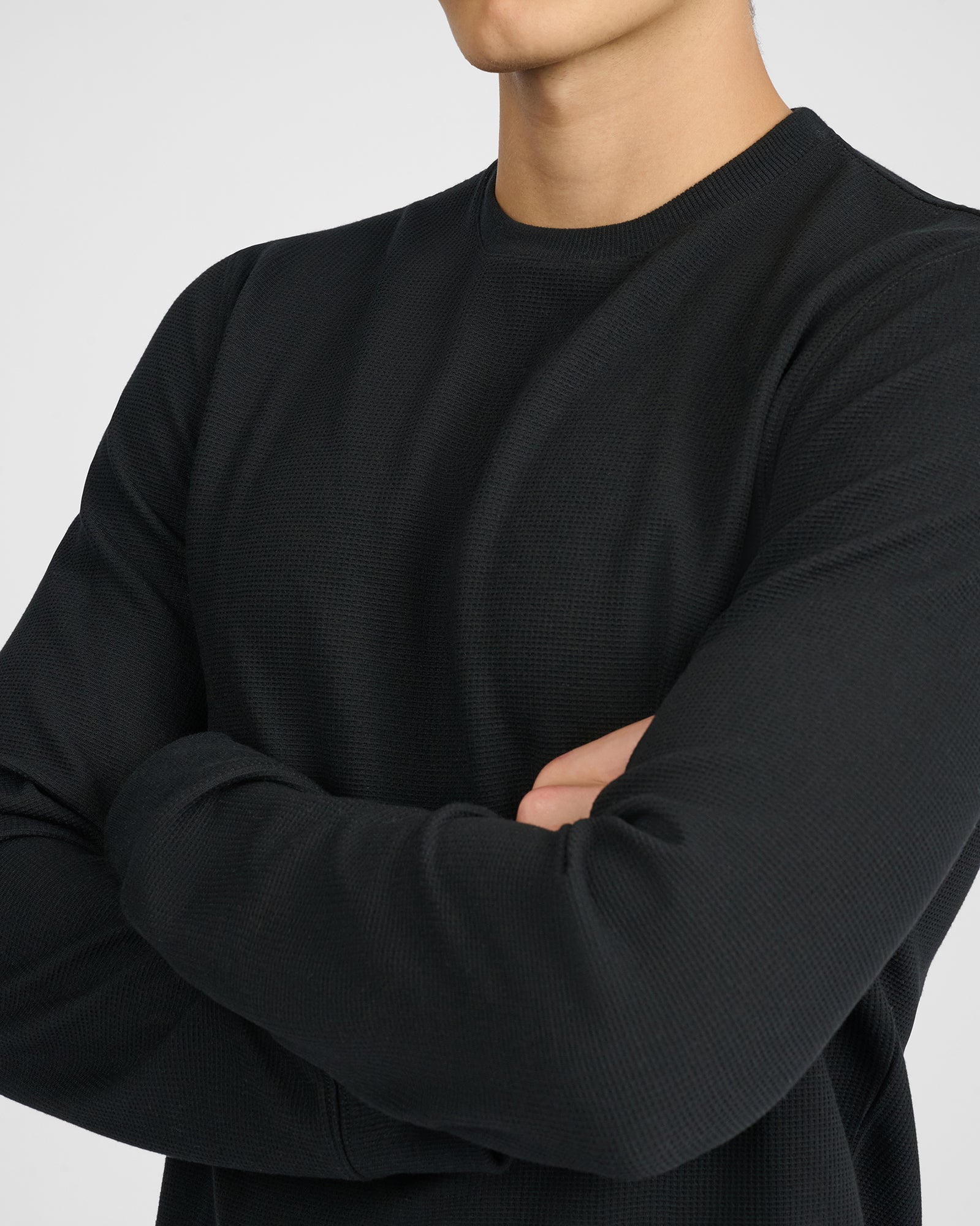 Mens | Waffle Crewneck Sweater | Black