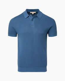 Mens | Cotton Textured Knit Polo | Vintage Indigo