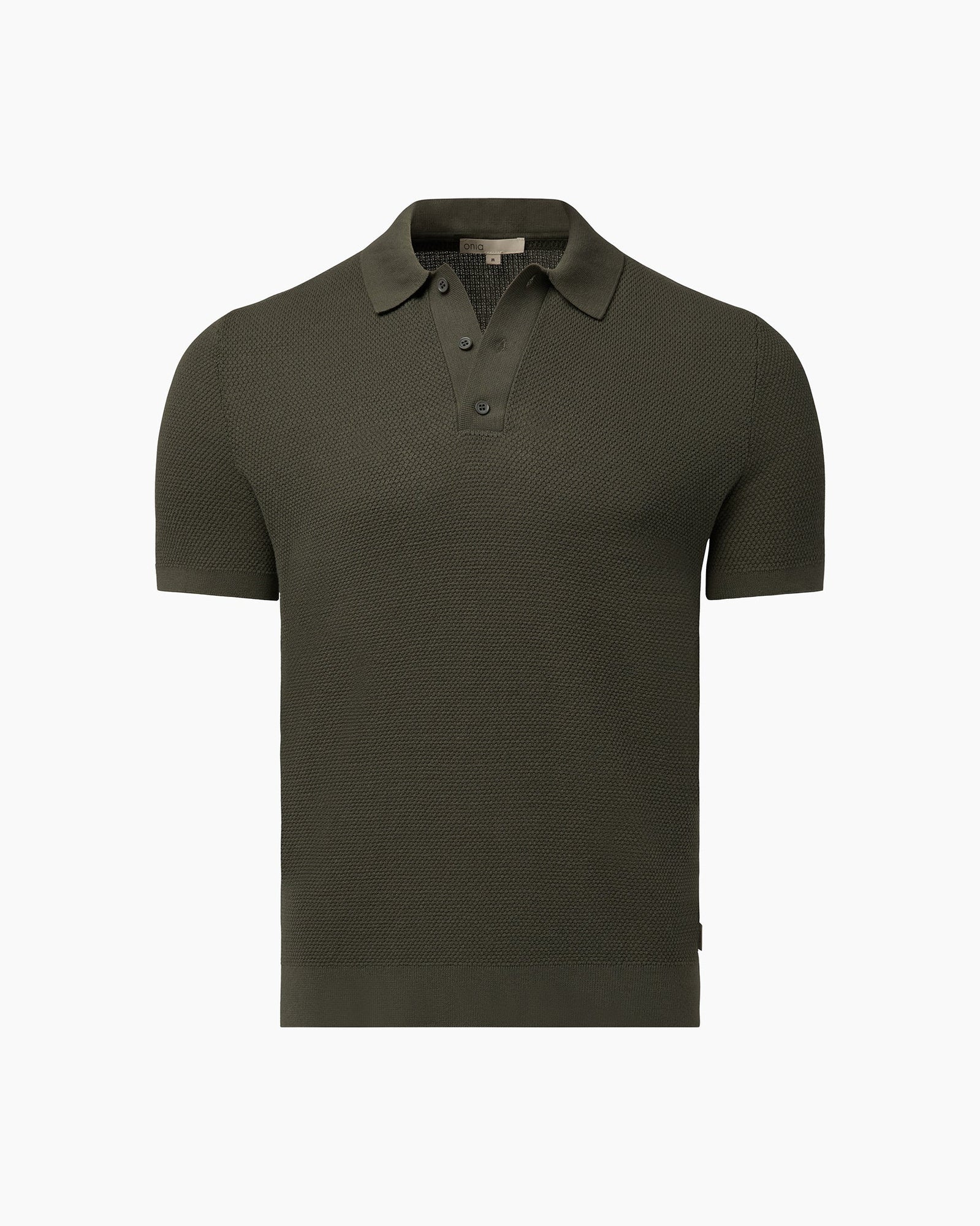 Mens | Cotton Textured Knit Polo | Agave