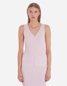 Unisex | Baby Fox Patch Ribbed Cotton Tank Top | Lilac