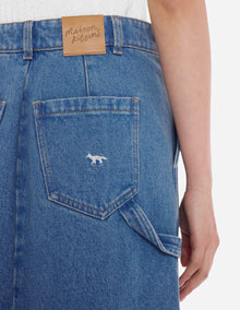 Womens | Workwear Washed Denim Skirt | Light Stone Indigo