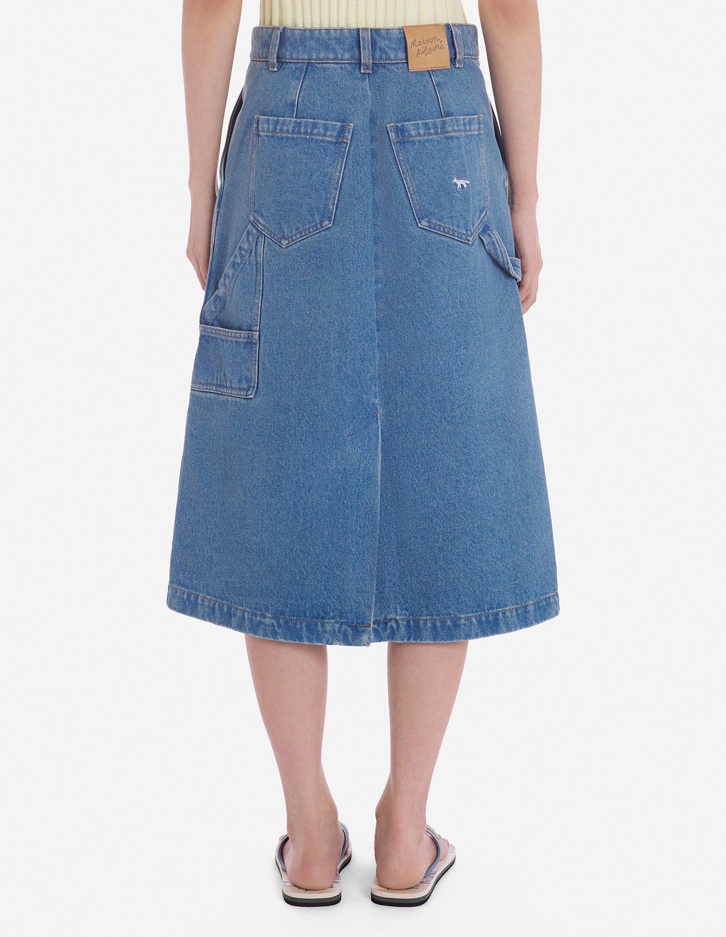 Womens | Workwear Washed Denim Skirt | Light Stone Indigo