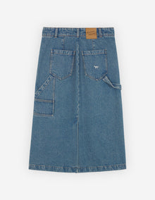 Womens | Workwear Washed Denim Skirt | Light Stone Indigo