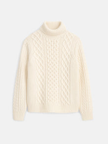 Men | Fisherman Cable Turtleneck Sweater | Ivory
