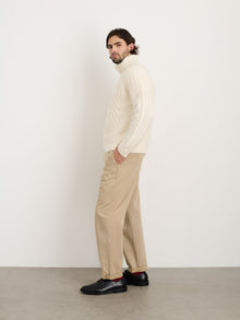 Men | Fisherman Cable Turtleneck Sweater | Ivory