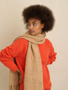Women | Oversized Brushed Wool Scarf | Light Saddle