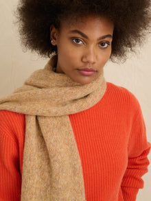 Women | Oversized Brushed Wool Scarf | Light Saddle