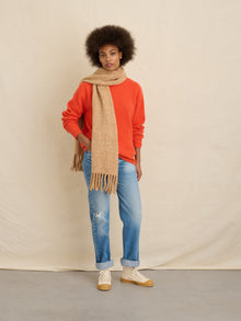 Women | Oversized Brushed Wool Scarf | Light Saddle
