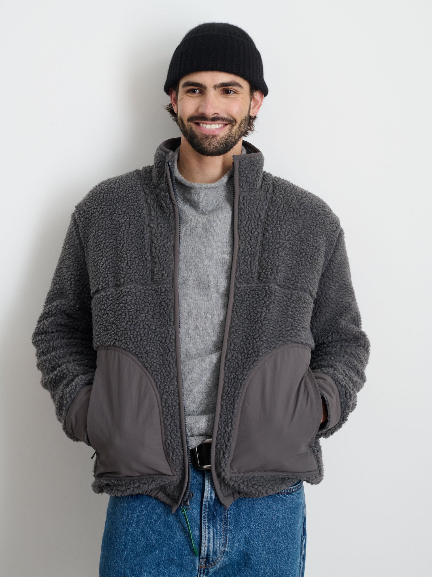 Men | Vinny Sherpa Jacket | Charcoal