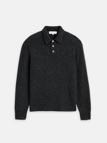 Men | Polo Sweater | Washed Cashmere Charcoal