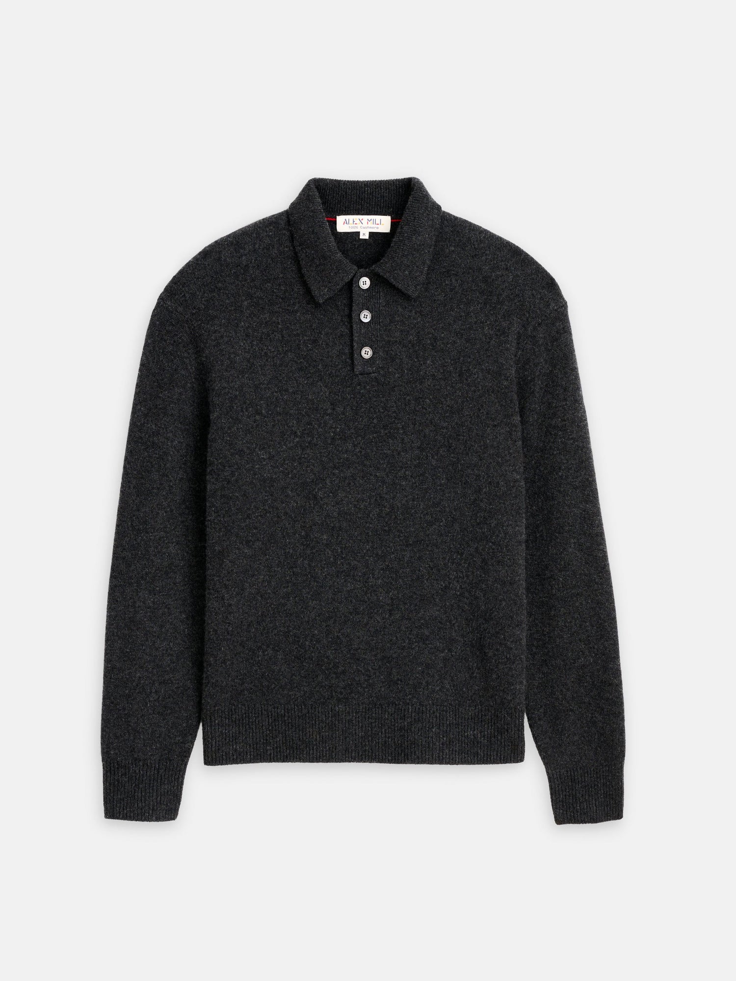 Men | Polo Sweater | Washed Cashmere Charcoal