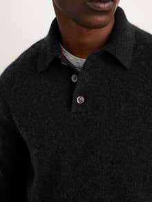 Men | Polo Sweater | Washed Cashmere Charcoal
