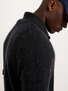 Men | Polo Sweater | Washed Cashmere Charcoal
