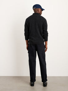 Men | Polo Sweater | Washed Cashmere Charcoal