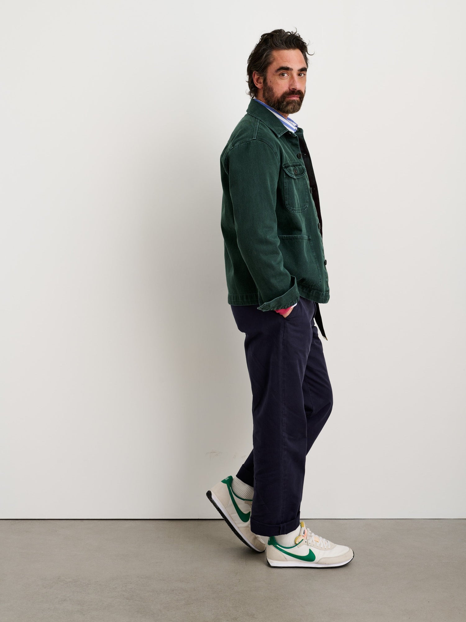 Men | Garment Dyed Work Jacket | Recycled Denim Dark Spruce