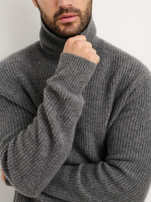Men | Judd Ribbed Turtleneck | Washed Cashmere Heather Pewter