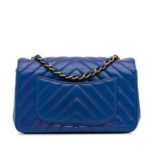 Chanel | Pre-Owned Mini Rectangular Chevron Lambskin Flap | Blue