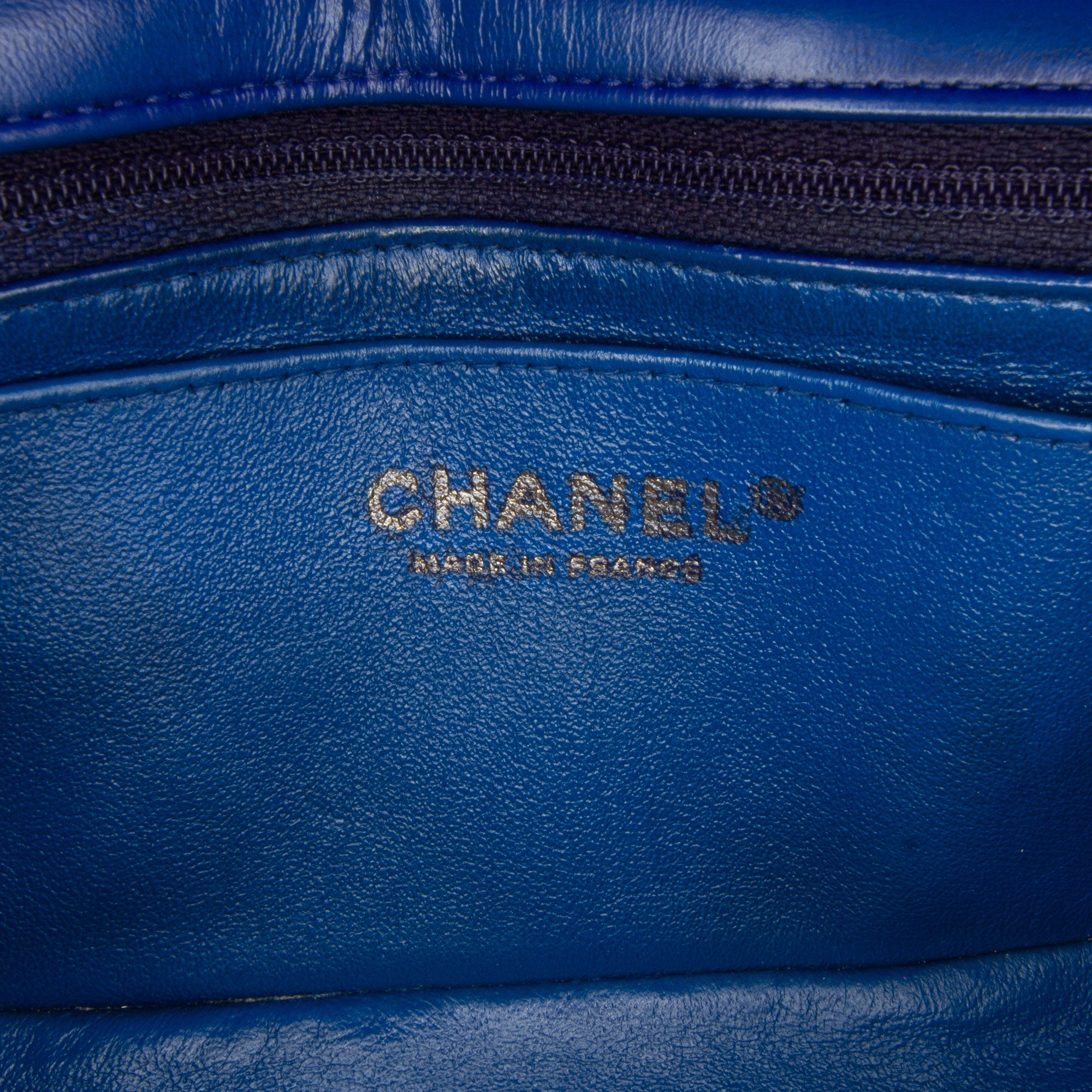 Chanel | Pre-Owned Mini Rectangular Chevron Lambskin Flap | Blue