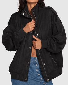 Women | Most Wanted Suede Bomber Jacket | Black