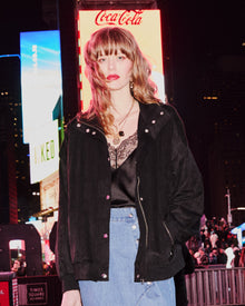 Women | Most Wanted Suede Bomber Jacket | Black