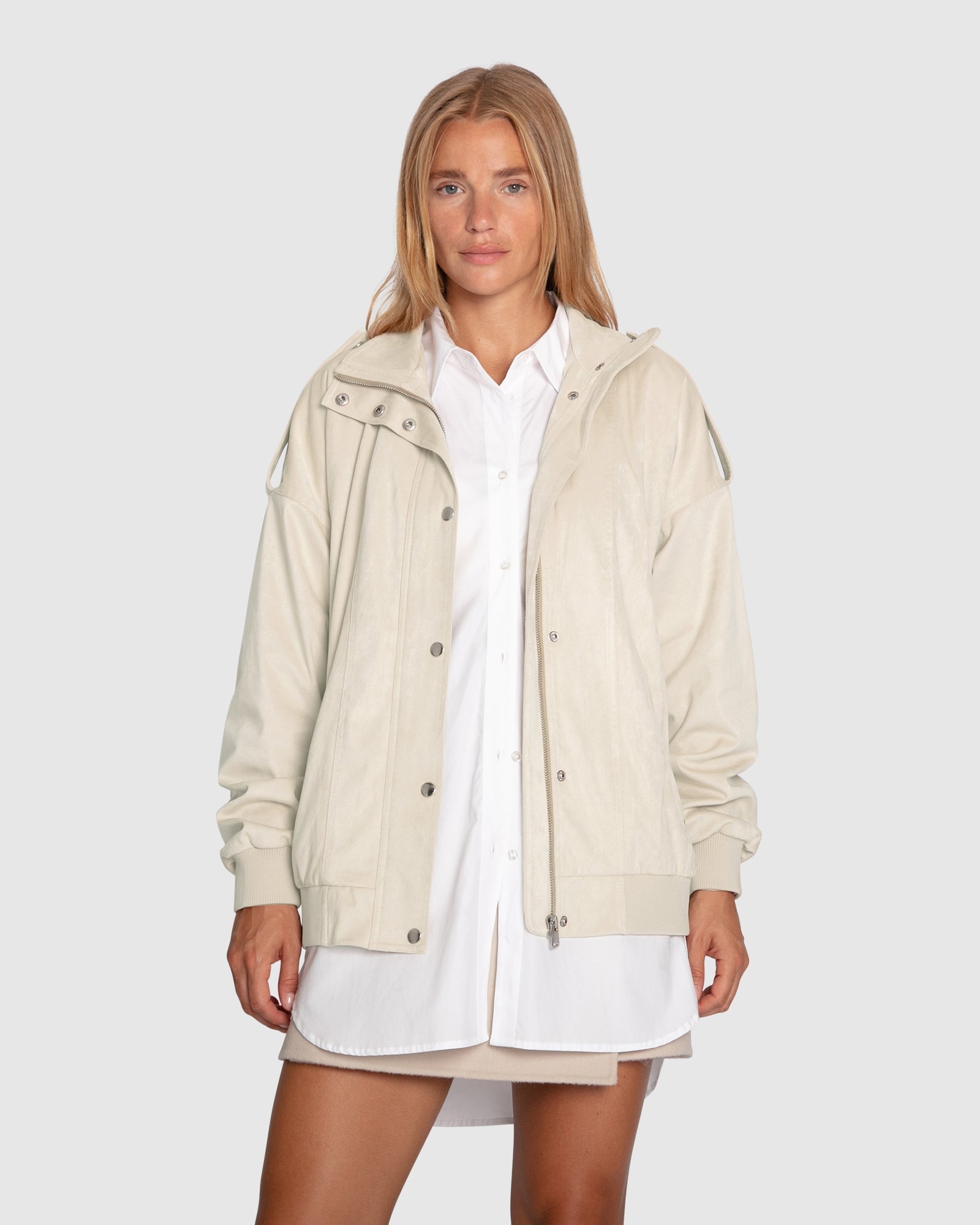 Women | Most Wanted Suede Bomber Jacket | Cream