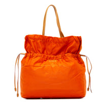 Prada | Pre-Owned Tessuto Logo Drawstring Tote | Orange