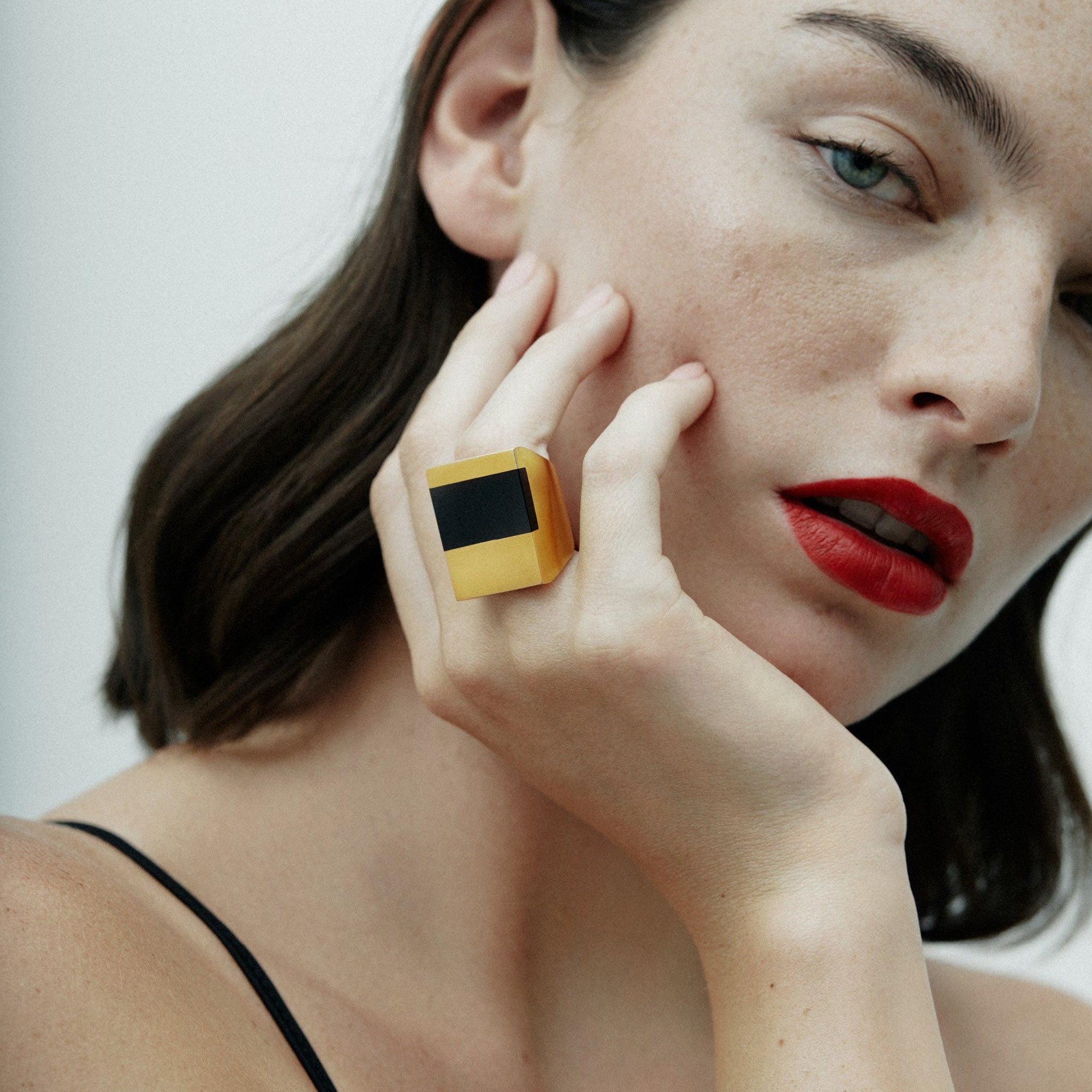 Icarus Onyx Ring | 18K Gold-Plated on Brass | Jet Black Onyx
