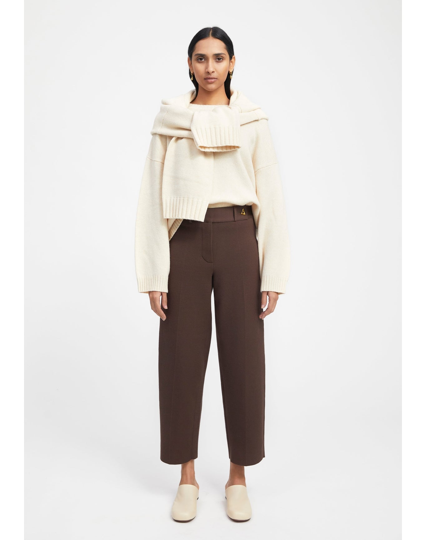 Madeleine | Knitted Suiting Pants | Dark Chocolate