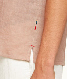 Maitan Linen Relaxed Fit Capri Collar Italian Linen Shirt | Caramel Pink