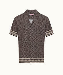 Maitan Solmio Print Relaxed Fit Capri Collar Shirt | Truffle