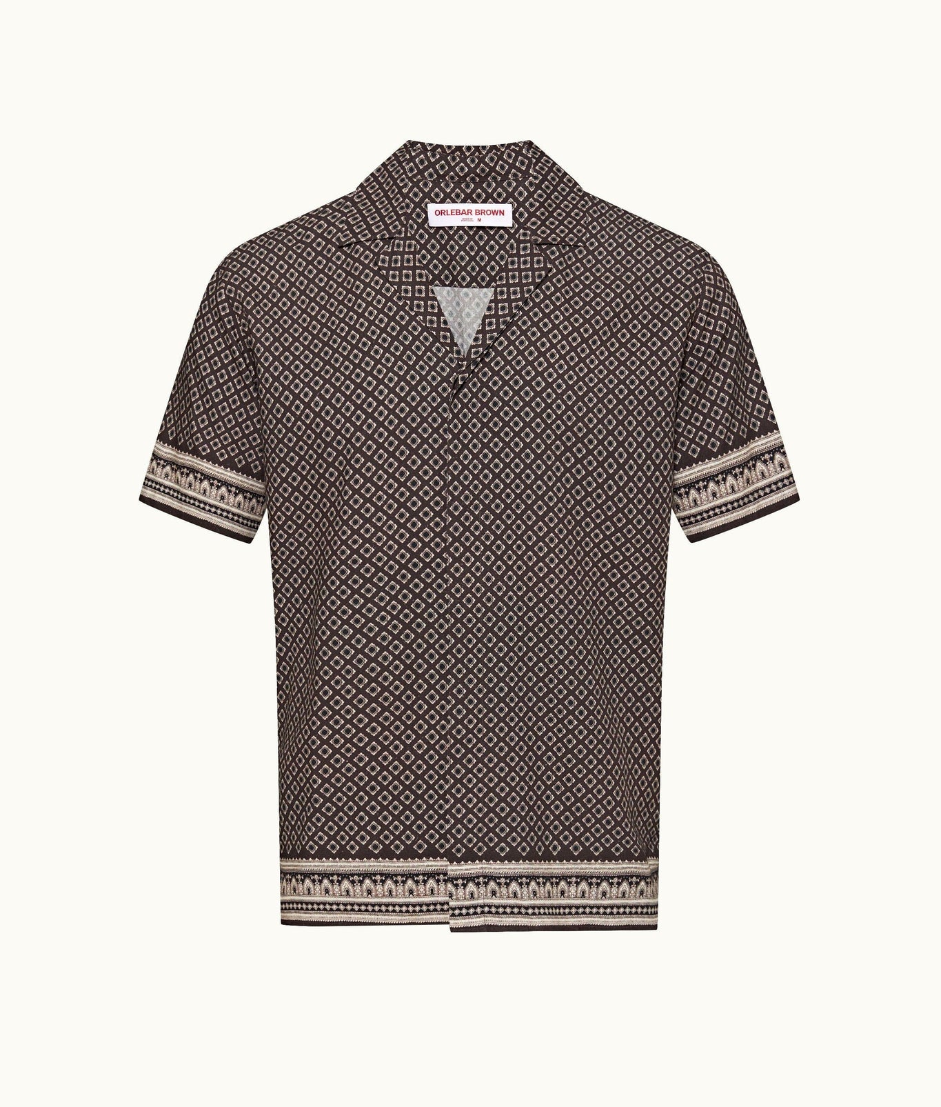 Maitan Solmio Print Relaxed Fit Capri Collar Shirt | Truffle