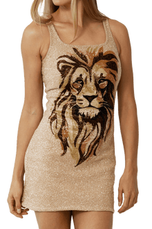 Majesty Hand - Beaded Embellished Mini Dress - Self - Adore