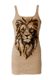 Majesty Hand - Beaded Embellished Mini Dress - Self - Adore